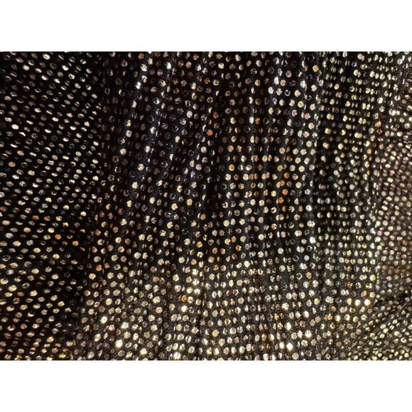 Aidan Mattox Cocktail Party Dress 14 Black Gold Silver Foil Long Sleeve NEW $220 - Picture 5 of 12
